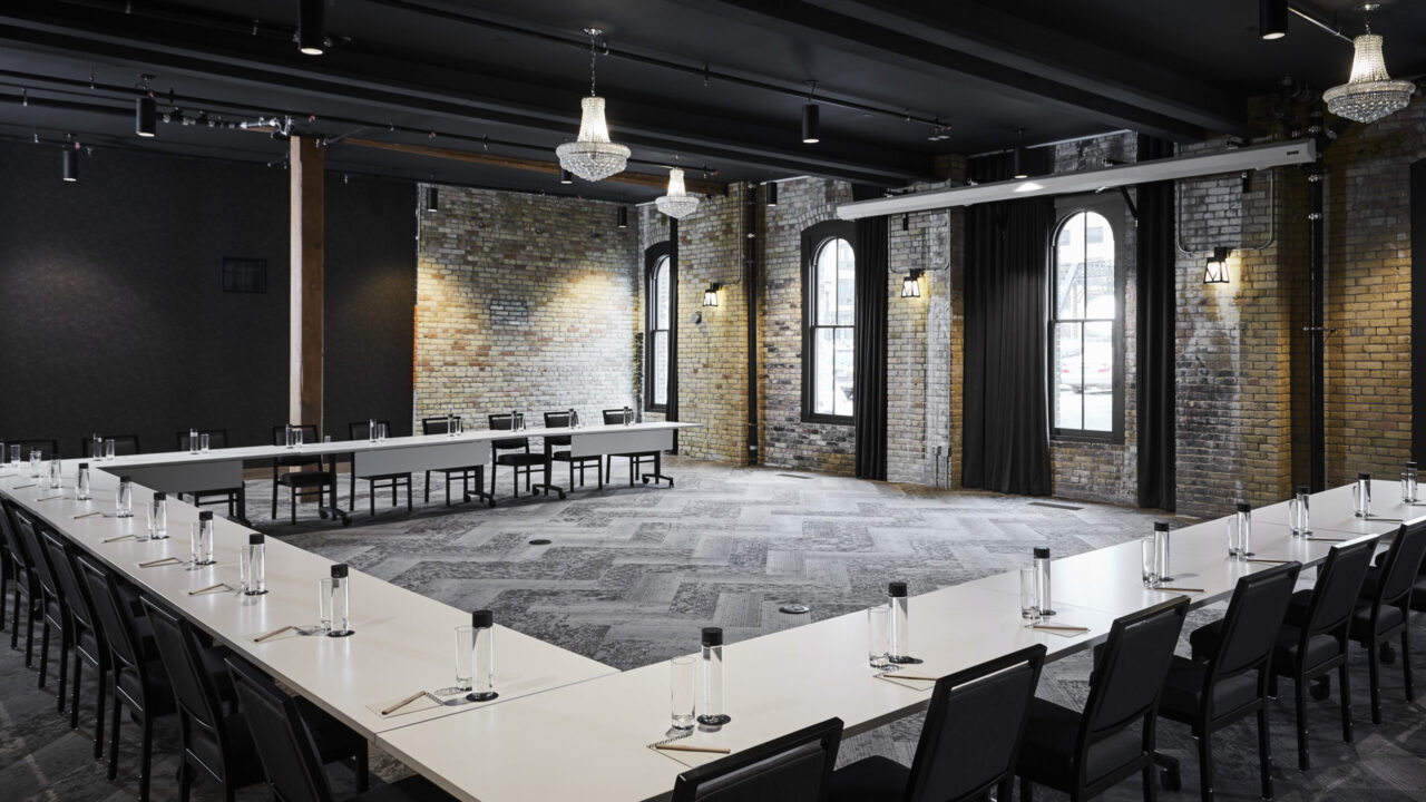 U-shaped conference tables for a downtown Minneapolis hotel event
